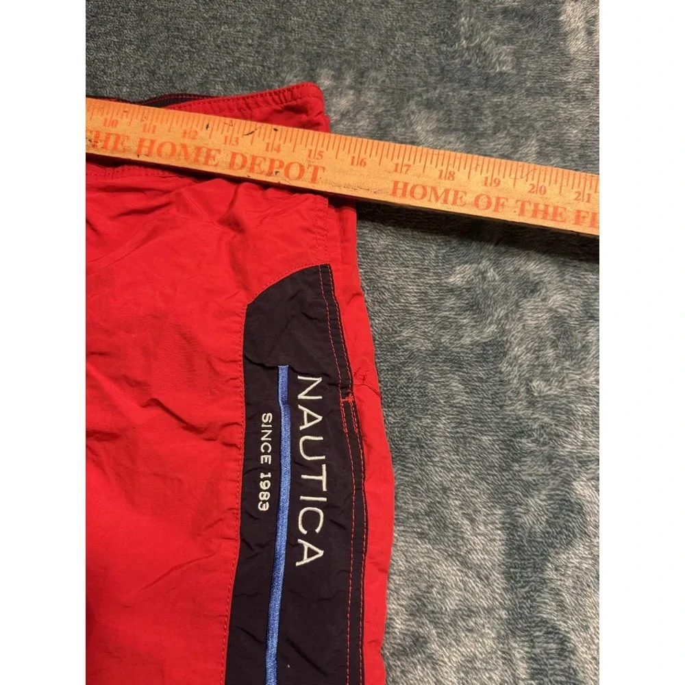 Nautica Mens Swimwear Size M Board Shorts Red Nylon Colorblock Swim Trunks 31 In